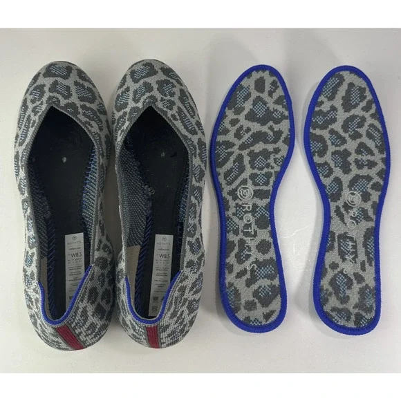 Rothy's Round Toe The Flat Ballet Slip On Knit Shoes Leopard Animal Print Sz 8.5 - Picture 9 of 13